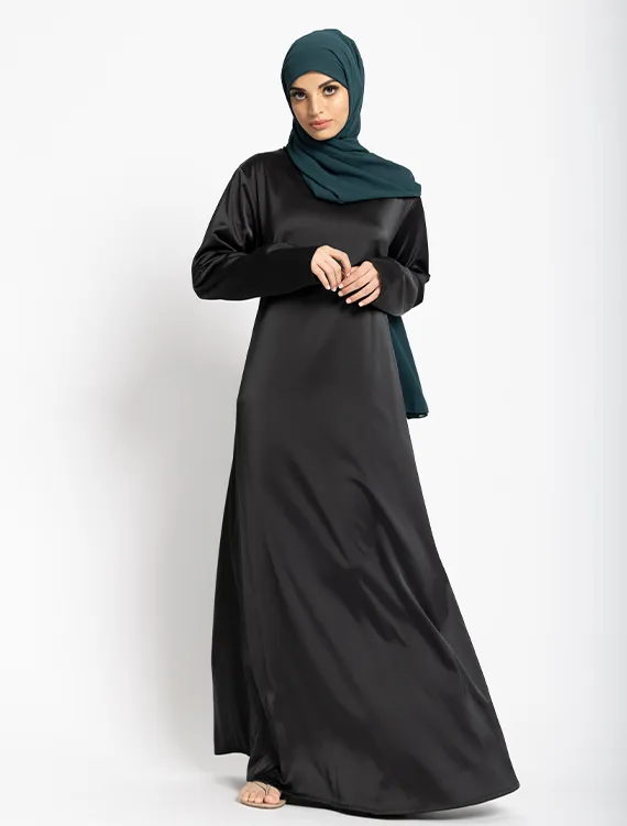 Black Basic Satin Abaya