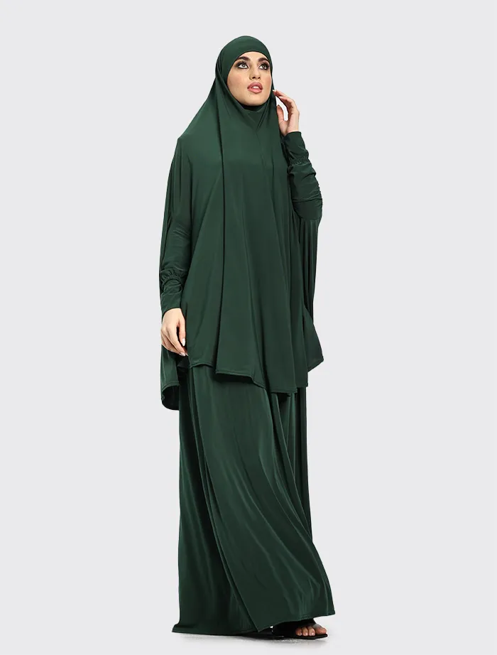 Bottle Green Plain Jersey Niqab Burka