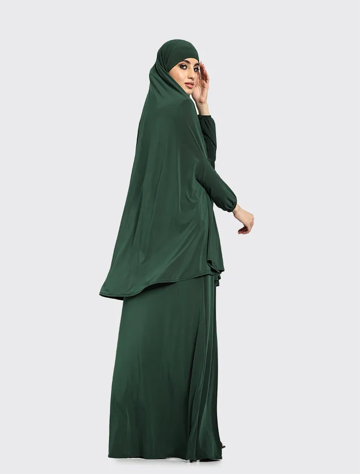 Bottle Green Plain Jersey Niqab Burka