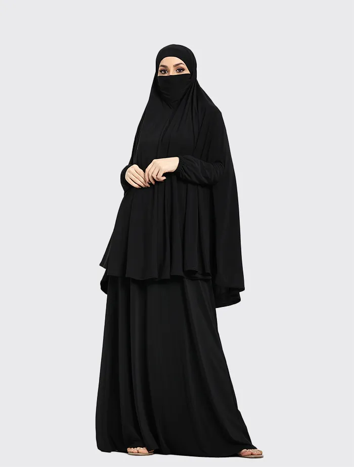 Black Plain Jersey Niqab Burka