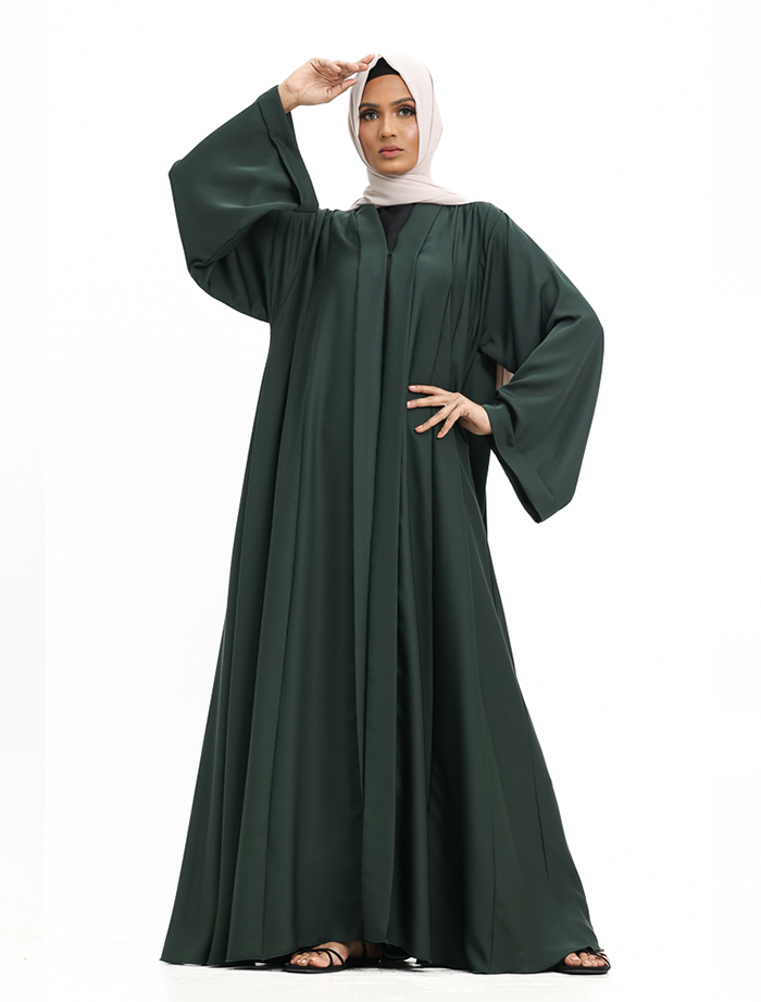 Paneled Green Open Abaya - Buy Online in UK At Â£34.99