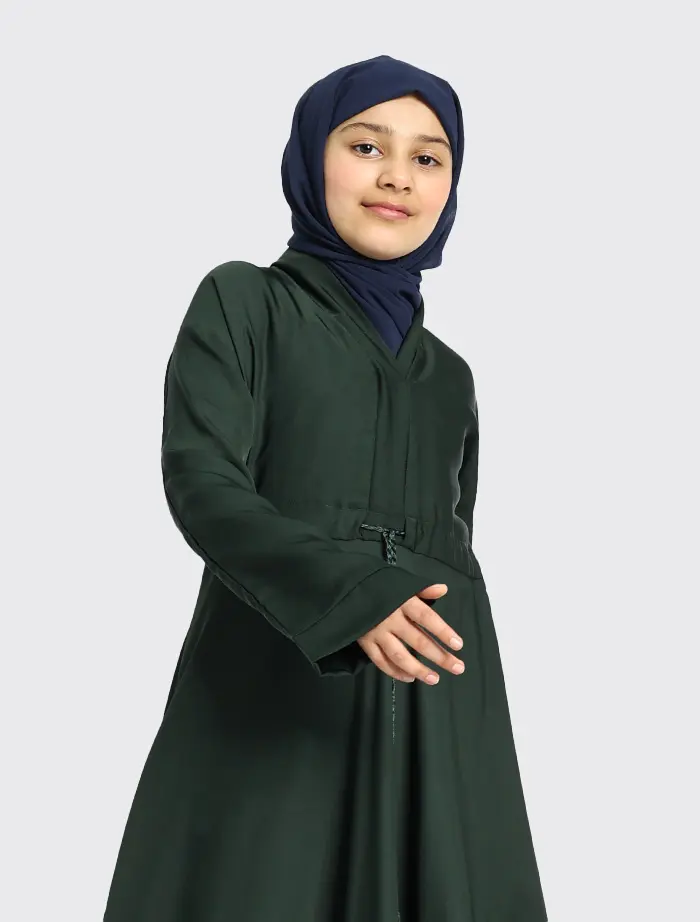 Girls Bottle Green Fozia Abaya