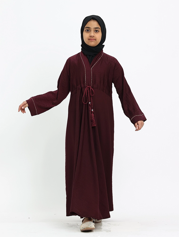 Girls Maroon Empress Abaya