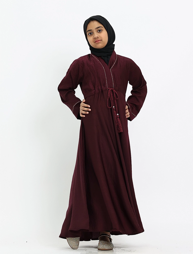 Girls Maroon Empress Abaya