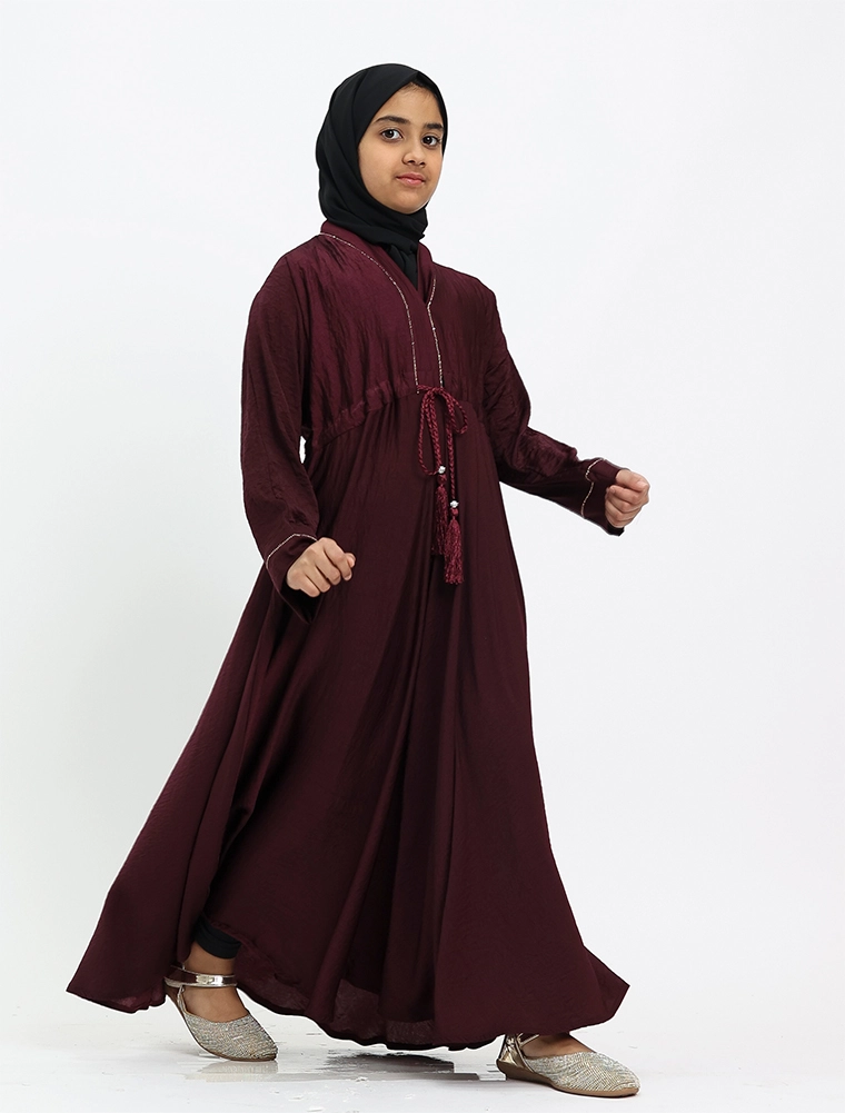 Girls Maroon Empress Abaya