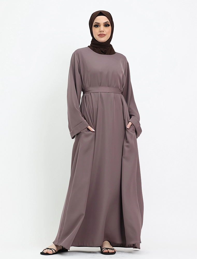 Mauve Cuff Plain Abaya