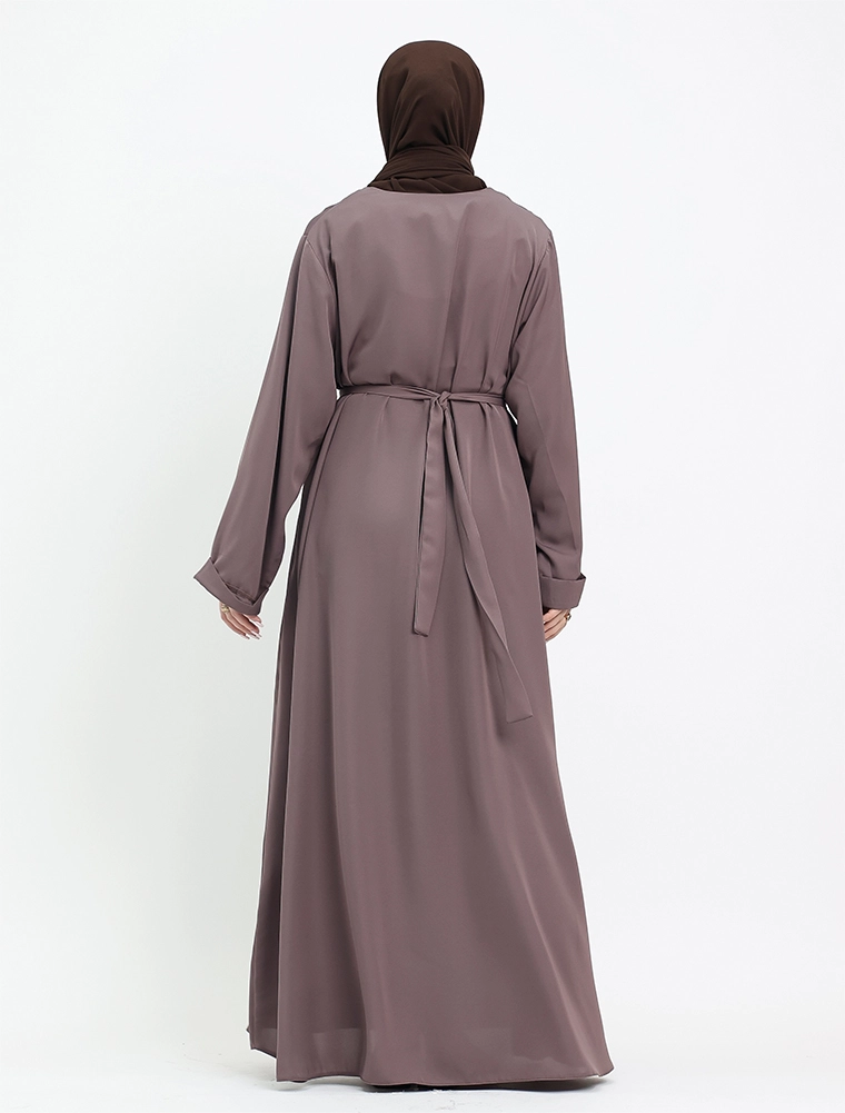 Mauve Cuff Plain Abaya