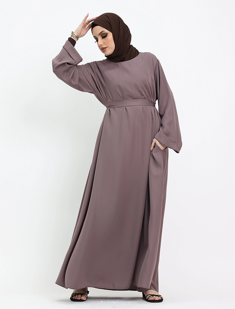 Mauve Cuff Plain Abaya