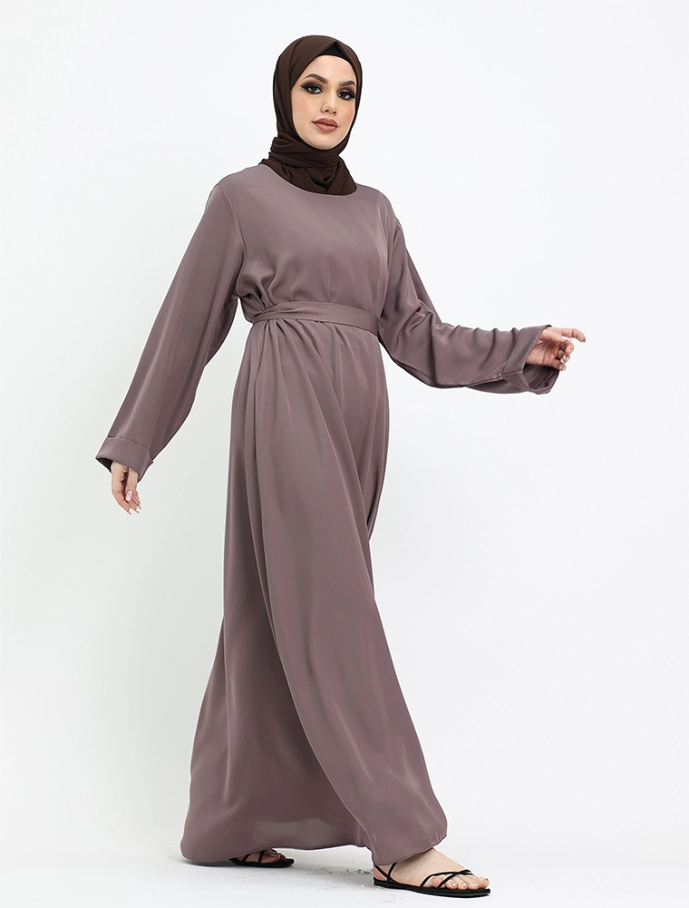 Mauve Cuff Plain Abaya