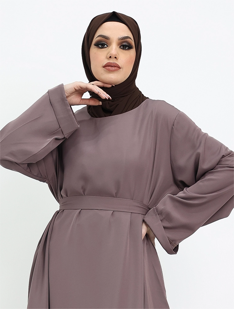 Mauve Cuff Plain Abaya