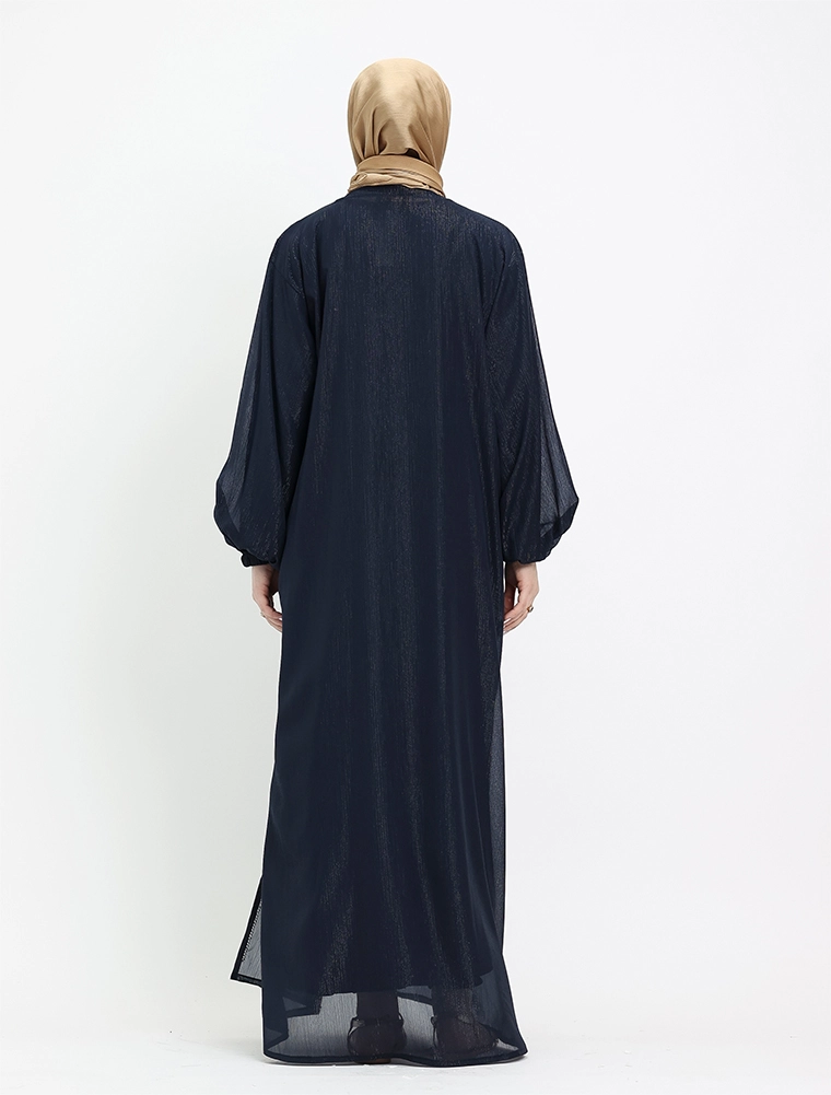 Navy 2 Piece Aztec Organza Abaya