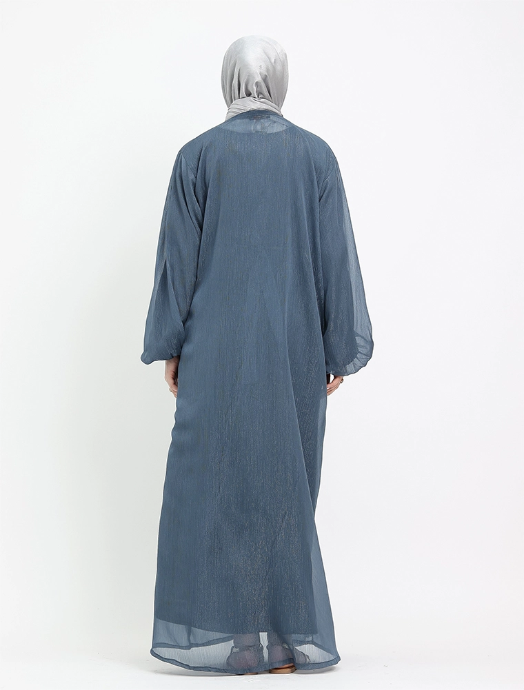 Denim 2 Piece Aztec Organza Abaya