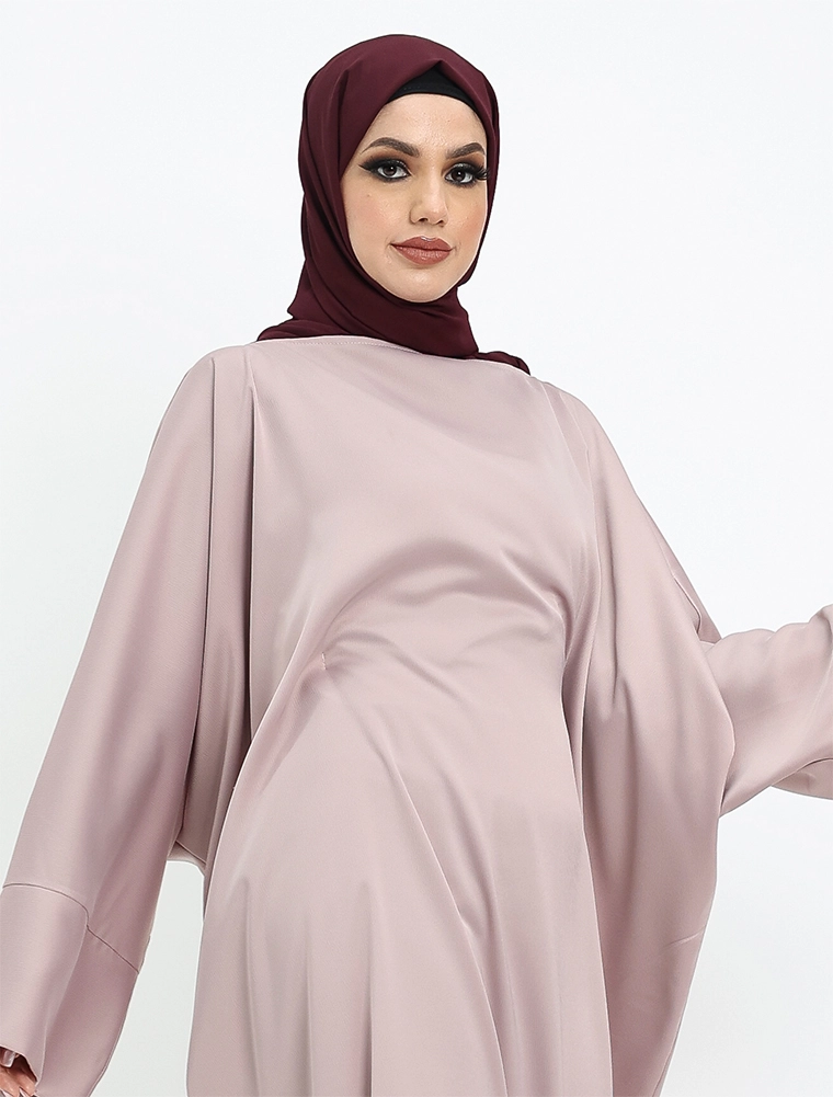 Rose Pink Plain Satin Batwing 